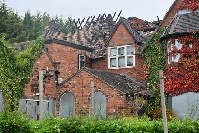 The pub was left severely damaged by fire.