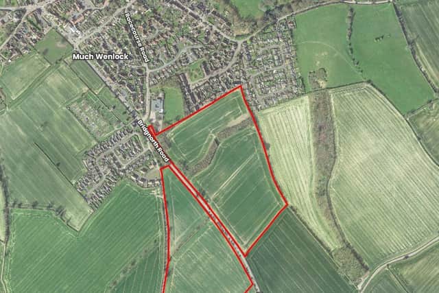 Boningale Developments want to build up to 300 homes off Bridgnorth Road near Much Wenlock. Picture: Google Street View/Boningale Developments