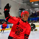 Rhodes Mitchell-King celebrates scoring for Telford Tigers.