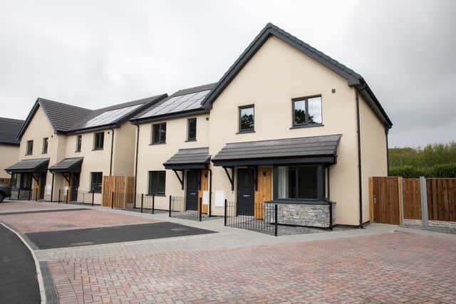 Energy-efficiency measures in the new homes include solar panels and air source heat pumps.