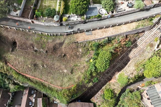 Contractor's drone pictures of the area to be nailed and netted
