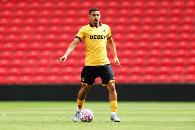 STOKE ON TRENT, ENGLAND - JULY 26: Andre of Wolverhampton Wanderers runs with the ball during the pre-season friendly match between Stoke City and Wolverhampton Wanderers at Bet365 Stadium on July 26, 2025 in Stoke on Trent, England. (Photo by Wolverhampton Wanderers FC/Wolves via Getty Images)