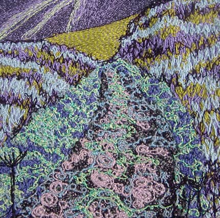 Stevie Walker Textiles at 4 Cae Clawdd, Ffrydd Road will have textiles, prints and jewellery, plus hand-dyed fabrics, fibres and threads on show such as this piece called Hay Tor