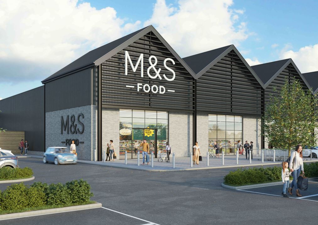 An artist’s impression of an approved Ludlow M&S Food planned for Sheet Road.