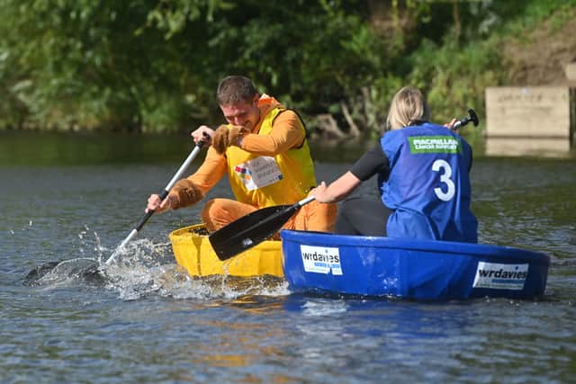The sun shone on the popular coracle racing event in Shrewsbury