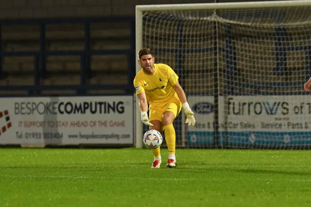 AFC Telford United midfielder Jimmy Armson was called into action as the Bucks' goalkeeper during the victory over Peterborough Sports in September (Picture: Kieren Griffin Photography)