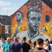 Memorial mural paying tribute to former Wolves player Diogo Jota