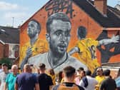 Memorial mural paying tribute to former Wolves player Diogo Jota
