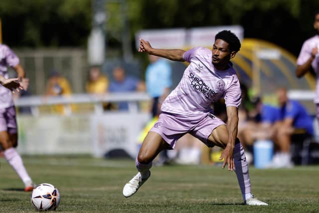 Ricardo Dinanga in action for Shrewsbury Town