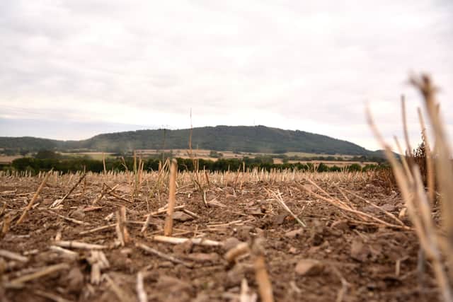 A general view of parched fields near the Wrekin. Shropshire's farmers are facing their worst  drought for almost 50 years.