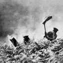 A famous picture from the drought of 1976 as firemen battle with the flames on Haughmond Hill.