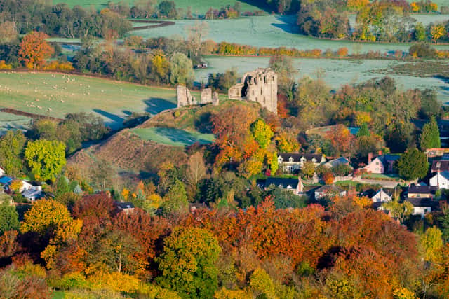 Frosty autumn sunrise at Clun, Shropshire