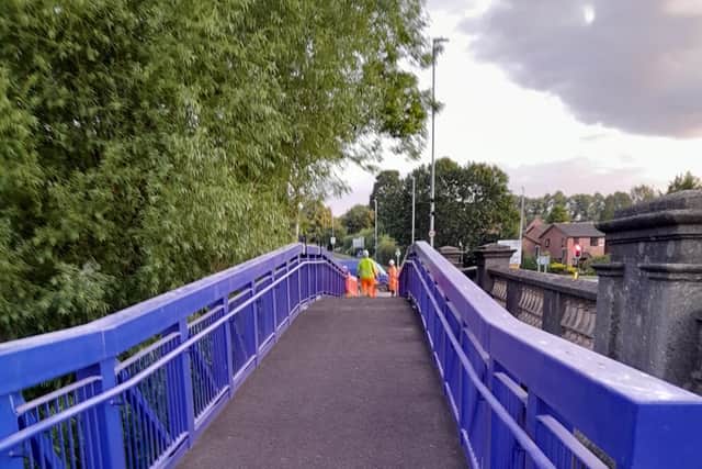 The temporary bridge.