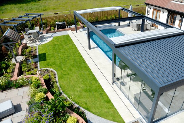 Poolside Aerial View Rear Garden