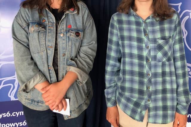 Robin Ellis and Ruby Koffer received their results at Llanidloes High School