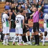 Will Boyle of Shrewsbury Town is sent off for a second yellow card within a minute