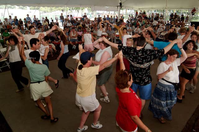 Ceilidh Dance with the Urban Folk Theory - at the 2025 Bridgnorth Music & Arts festival.