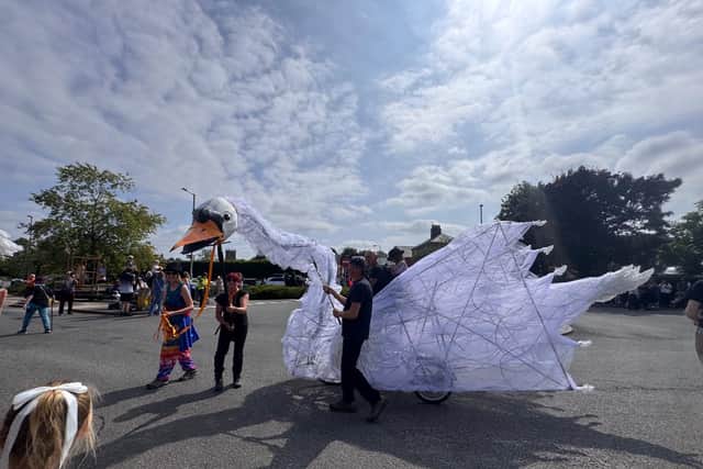 The Fizzgigs arts and drama group made swans for the carnival. Pictures: Sue Austin