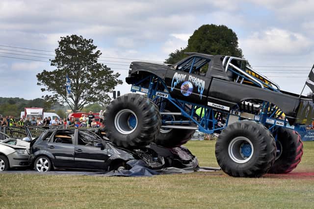 Monster truck action at Shrewsbury Live which took place at the West Mid Showground.
