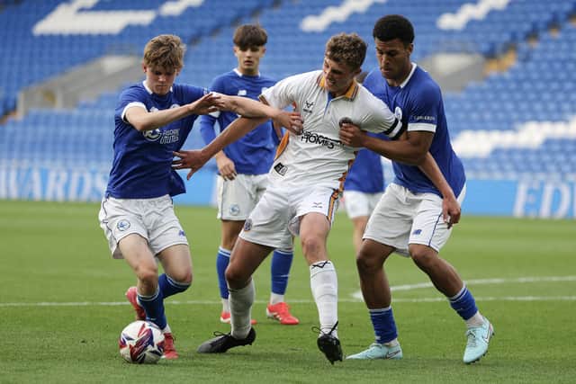 Karsten Cairns in action for Shrewsbury youth side