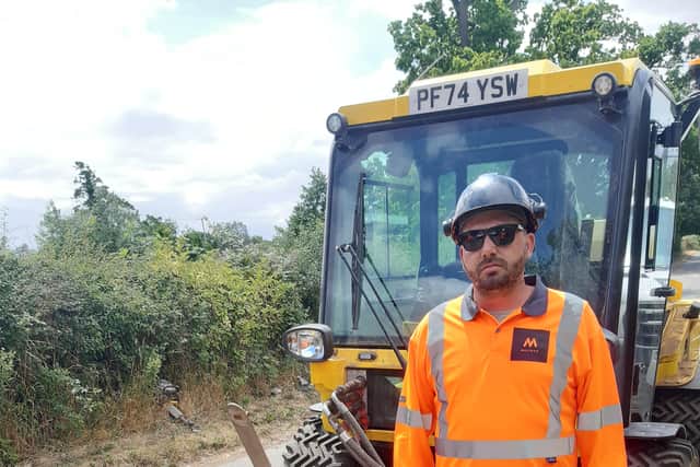 Dec Pye, a supervisor at Multevo, next to a Multihog machine. Picture: LDRS
