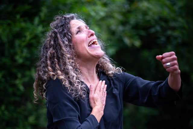 Debs Newbold performing Macbeth Retold at the Willow Globe in 2024. Photo: Full Mongrel and Co