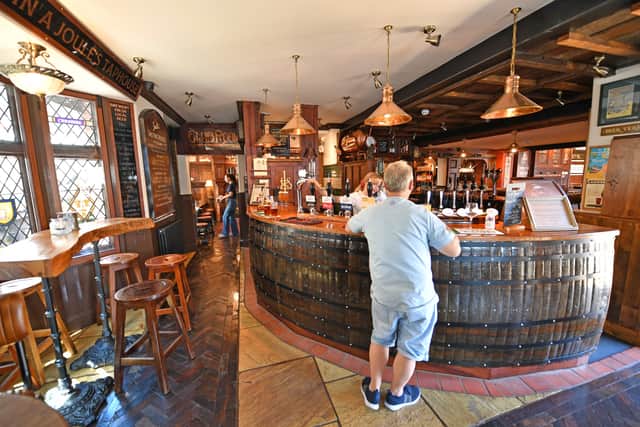 The bar area is large and full of choices