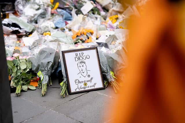 Tributes are laid for former Wolves player Diogo Jota at Molineux (Photo by Wolverhampton Wanderers FC/Wolves via Getty Images)