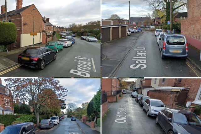 Streets that have had parking issues include (clockwise, from top left): Brook Street, Salters Lane, Old Coleham and Oakley Street. Picture: Google