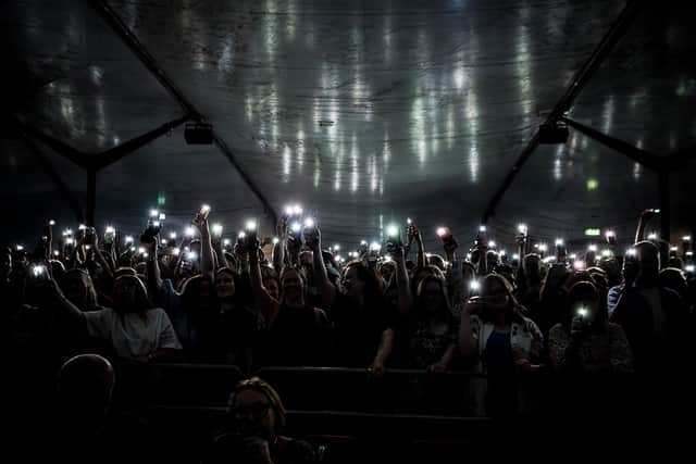 Fans help light up Llangollen. Photo: Desh Kapur Photography/ CUFFE & TAYLOR