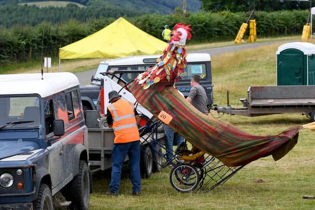 The Rocking Rooster is loaded onto the trailer