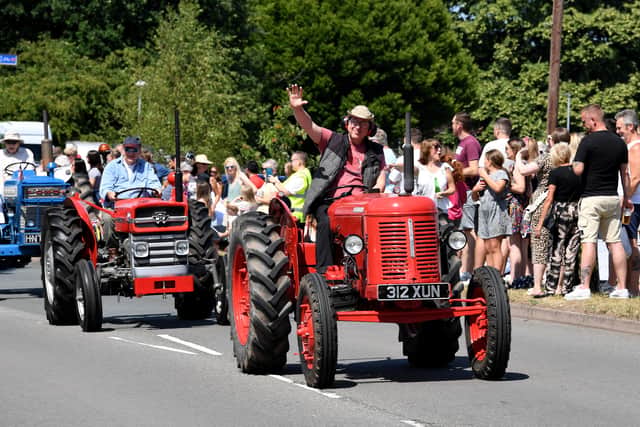 Old tractors on parade at Shifnal Carnival