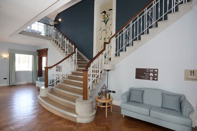 The impressive restored staircase at Neuadd Maldwyn. Picture: ClwydAlyn