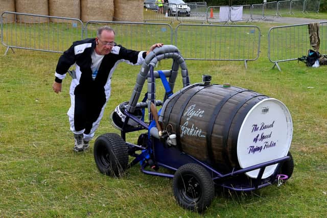.Paul Barnett from Cannock with his 'Barrel of Speed' the Flying Firkin