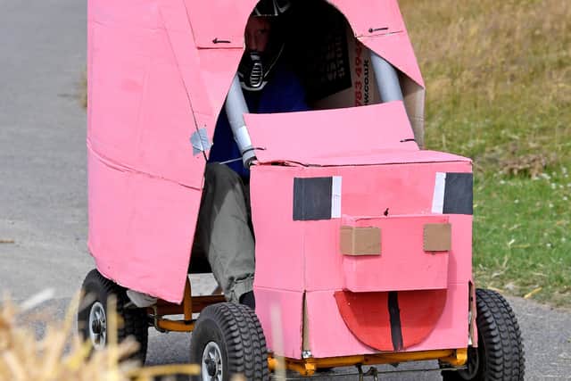 The Flying Pig hurtles down the track