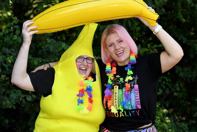 Mandy Luscott and Hannah Woodcock from the Co-op going bananas at the carnival