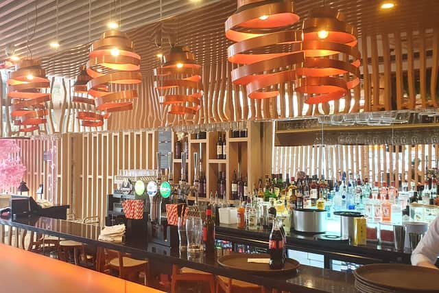 You're met by bright colours and nice touches inside the restaurant