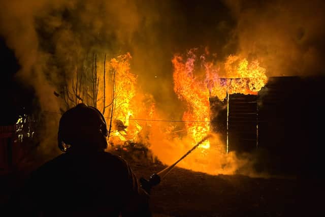 The scene at the fire. Picture: Market Drayton Fire Station