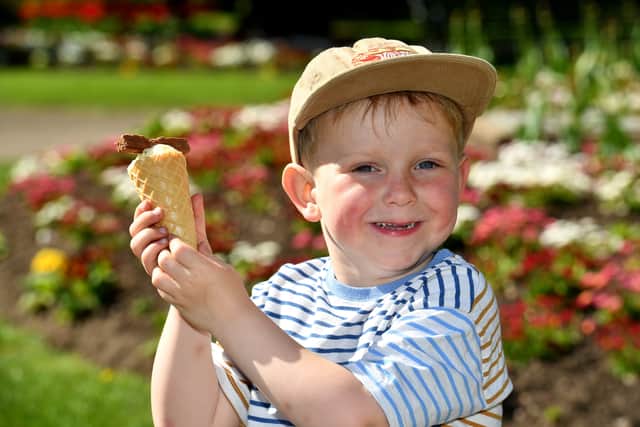 Ice cream treat in Beacon Park, Lichfield, for Chester Gill aged four, who was pictured earlier this summer