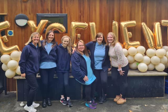 Staff members and Claire Evans, Responsible Individual at Cylch Meithrin Rhaeadr. Image Cylch Meithrin Rhaeadr