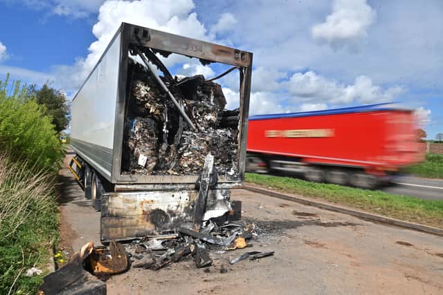The trailer was set on fire in April.