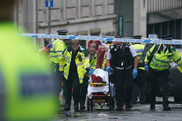 A car collided with pedestrians in Liverpool city centre (Owen Humphreys/PA)