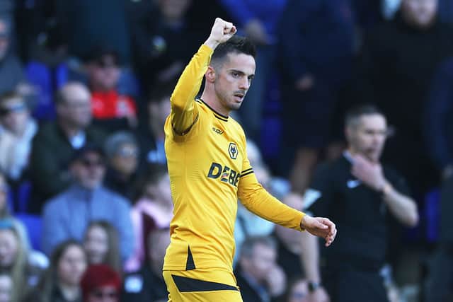 Pablo Sarabia of Wolverhampton Wanderers celebrates scoring his team's first goal (Photo by Richard Pelham/Getty Images)