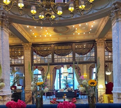 The lobby at Hotel des Indes in The Hague