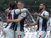 Jed Wallace and Brandon Thomas-Asante celebrate the opener against QPR last time but Albion sacrificed a 2-0 home lead against the Rs (Photo by Adam Fradgley/West Bromwich Albion FC via Getty Images).