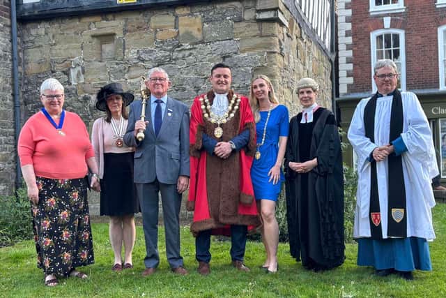 Councillor Dan Thomas is made Mayor of Much Wenlock. Eric Humphries (pictured next to Cllr Thomas) also received a Freeman of the Town. Picture: Much Wenlock Town Council