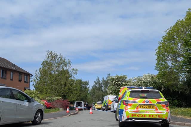 Emergency services at the scene in Shrewsbury