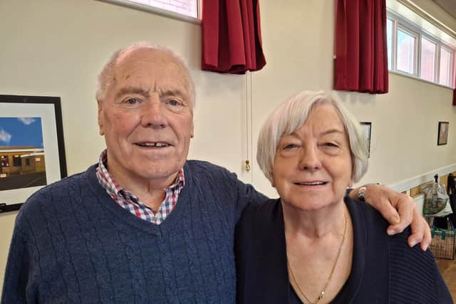 Married couple Dewi, left, and Alwena Evans at Belmont Hall in advance of a VE Day event. Picture: LDRS