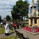 Reverend Mark Beaton leading a previous service at Builth Wells' war memorial. Image: Cllr Mark Hammond