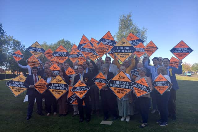 The Liberal Democrats celebrate their storming election victory in Shropshire. Picture: LDRS